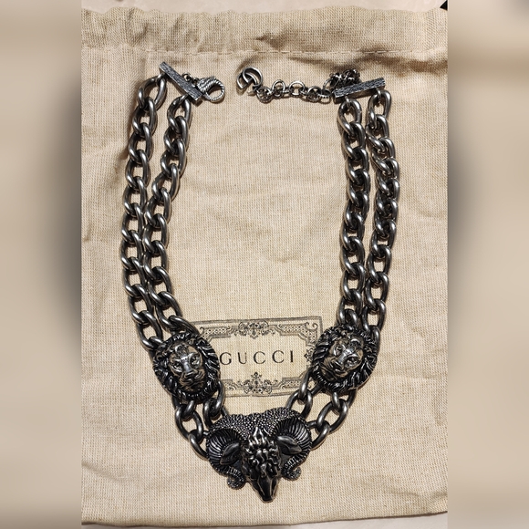 Gucci Lion Head & Aries Collar Necklace - Picture 1 of 9